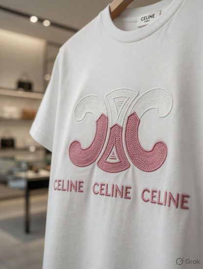 White women's wear Celine cotton peach t shirt