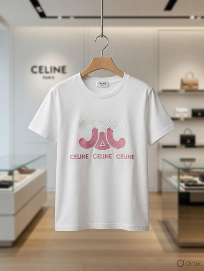 Celine white women's t shirt premium cotton womens summer top