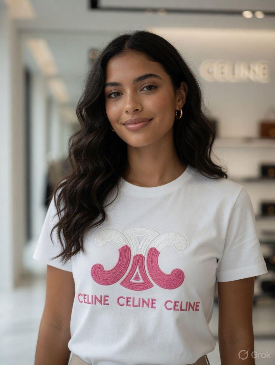 Celine white western women's wear clothing tee
