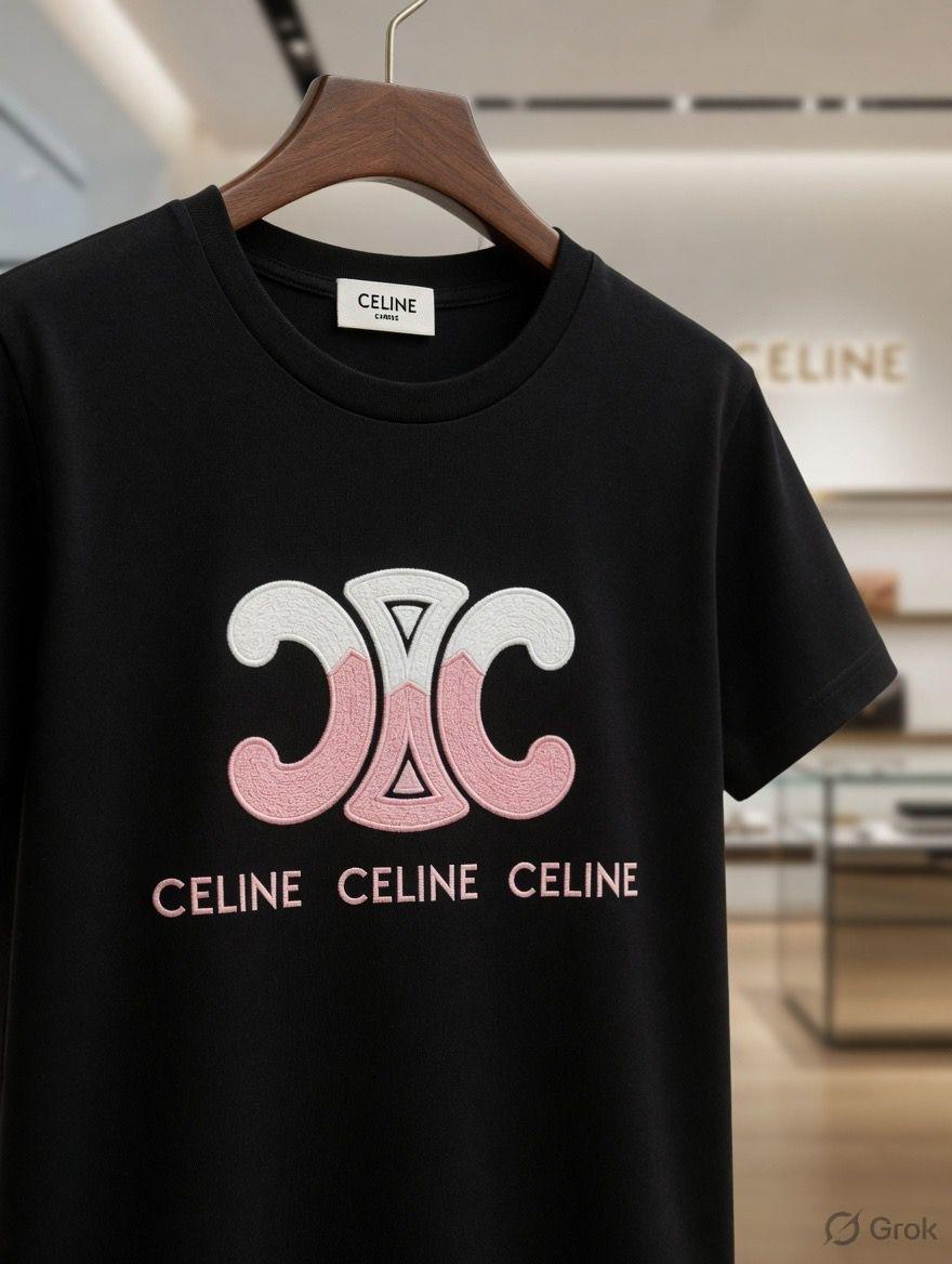Black women's wear Celine cotton peach t shirt