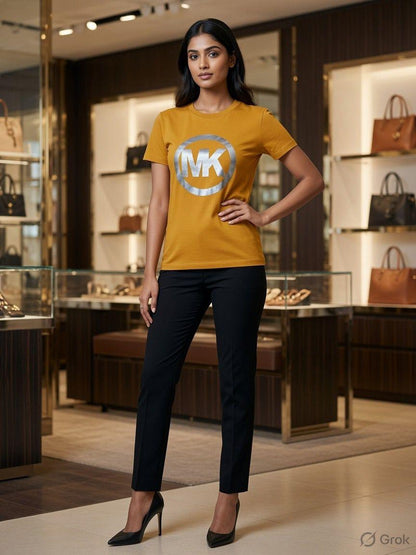 Premium yellow women's t shirt with embroidery work