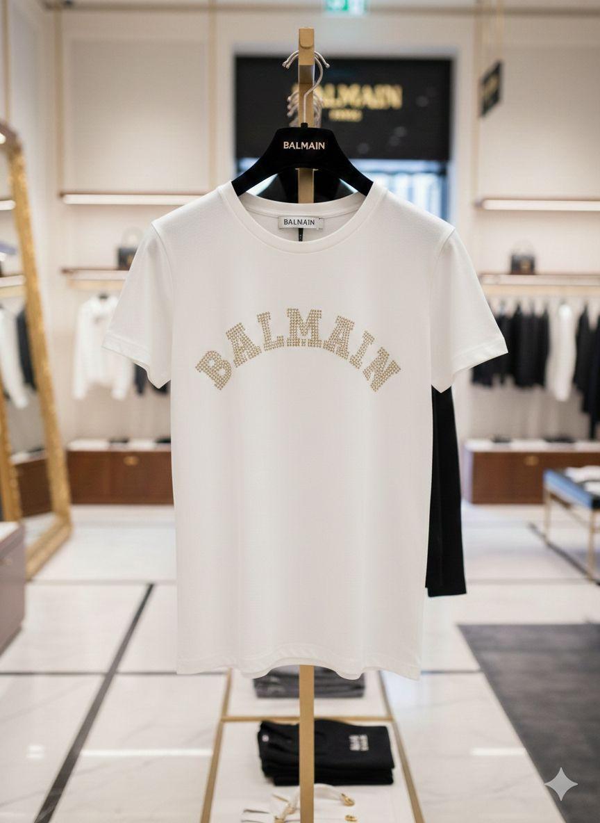 Balmain white women's t shirt premium cotton womens summer top