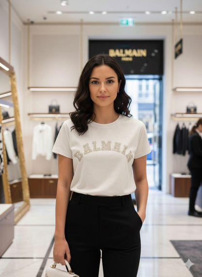 Balmain white western women's wear clothing tee

