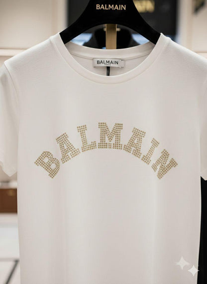 White women's wear Balmain cotton peach t shirt