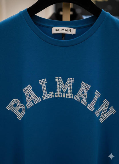 Blue women's wear Balmain cotton peach t shirt
