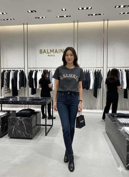 Balmain grey western women's wear clothing tee