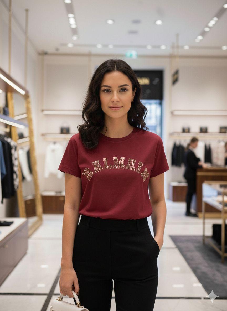 Balmain wine western women's wear clothing tee
