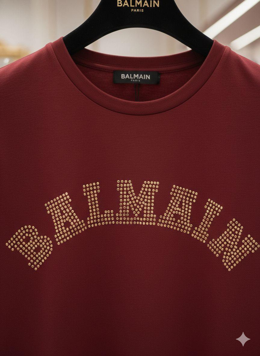 Wine women's wear Balmain cotton peach t shirt
