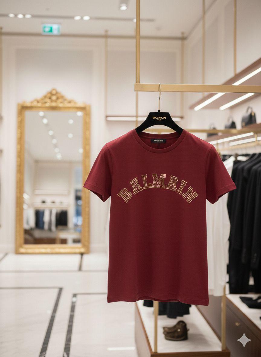Balmain wine women's t shirt premium cotton womens summer top