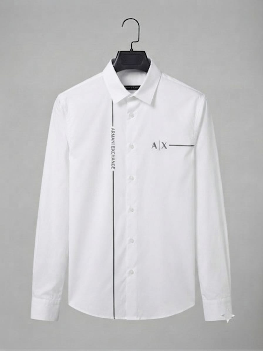 ARMANI EXCHANGE 2026 premium white cotton shirt regular fit front view
