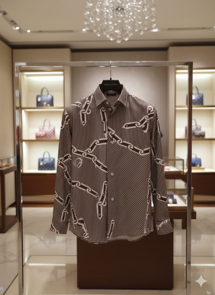 LOUIS VUITTON 2026 premium brown cotton shirt regular fit front view