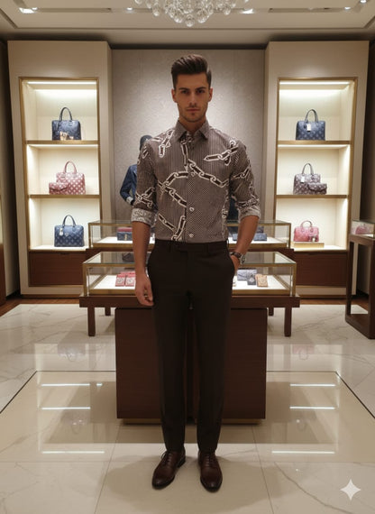 LOUIS VUITTON 2026 premium brown cotton shirt fashion wear
