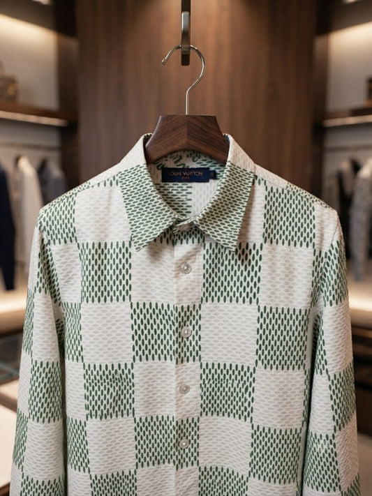 LOUIS VUITTON 2026 premium light green cotton shirt front view