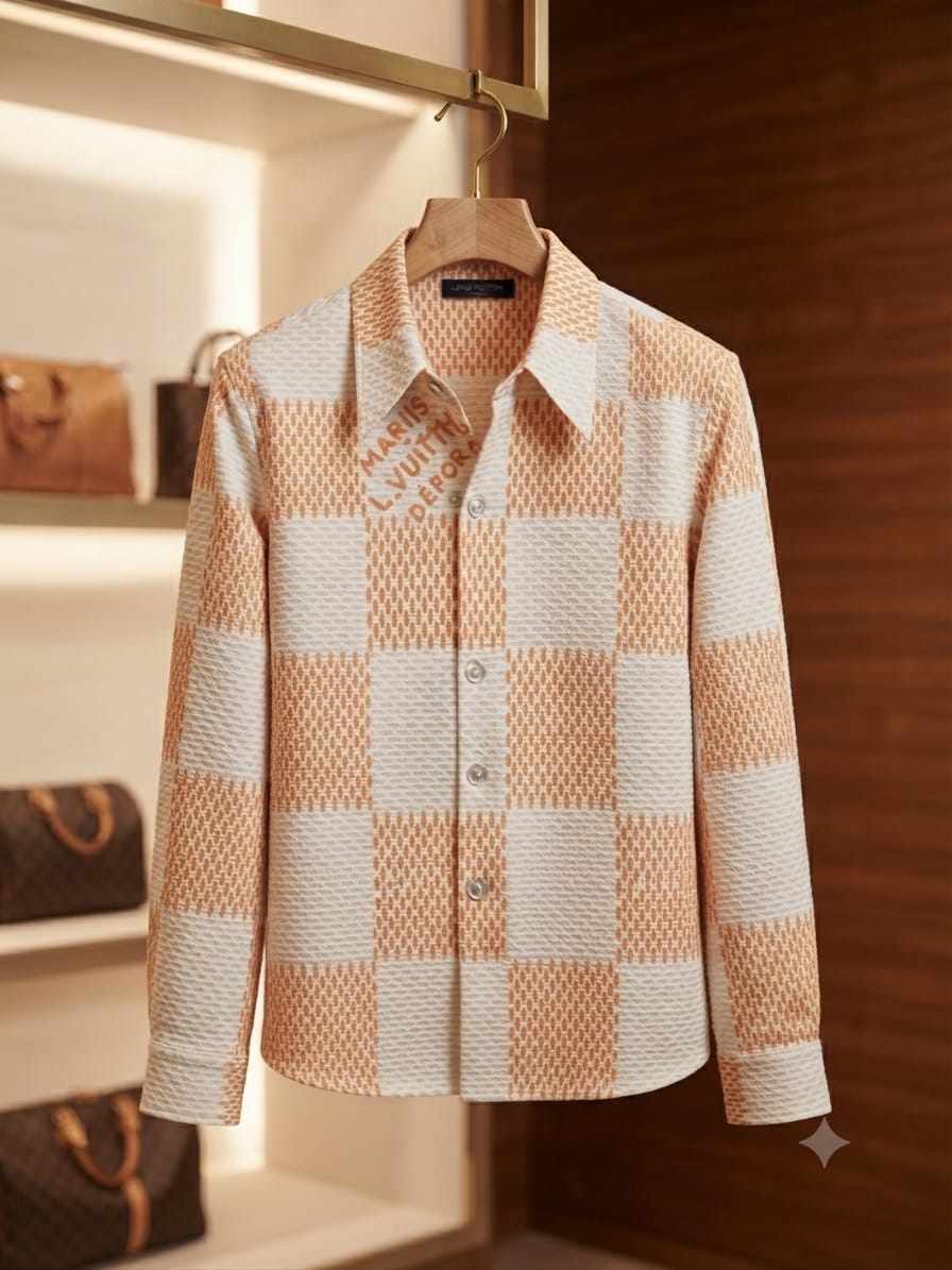 LOUIS VUITTON 2026 premium orange cotton shirt front view