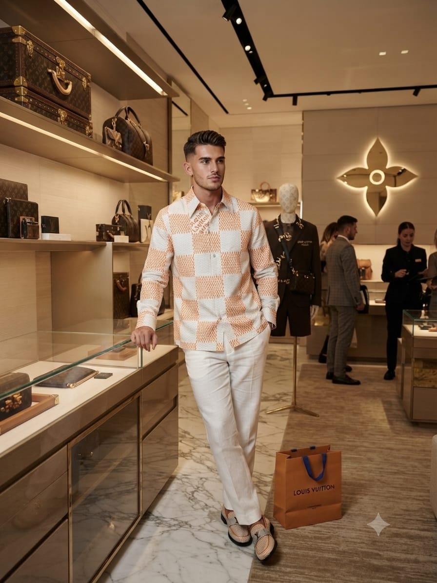 LOUIS VUITTON 2026 orange premium cotton shirt detailed view