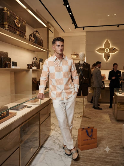 LOUIS VUITTON 2026 orange premium cotton shirt detailed view