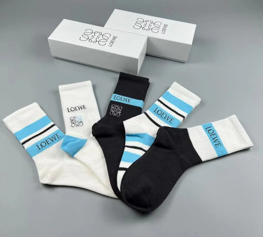 LOEWE || Mid-Calf Length Socks Pack Of Five - FASHION MYST 