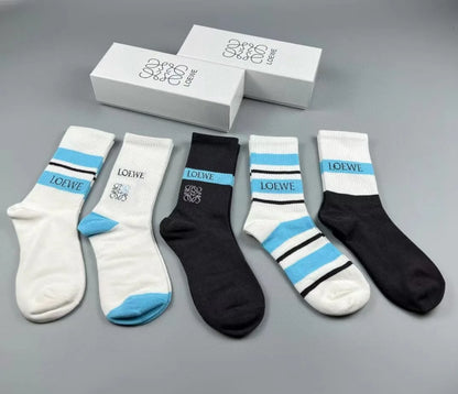 LOEWE || Mid-Calf Length Socks Pack Of Five - FASHION MYST 