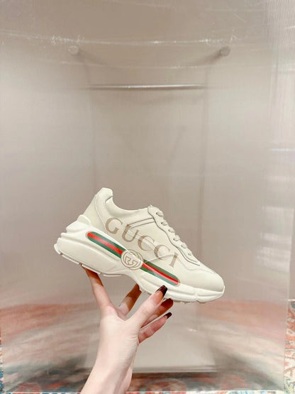 GUCCI || Rhyton Gucci Logo Leather Sneaker - FASHION MYST 