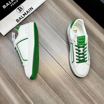 BALMAIN || B-Court Smooth Leather Sneakers / White - FASHION MYST 