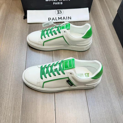 BALMAIN || B-Court Smooth Leather Sneakers / White - FASHION MYST 