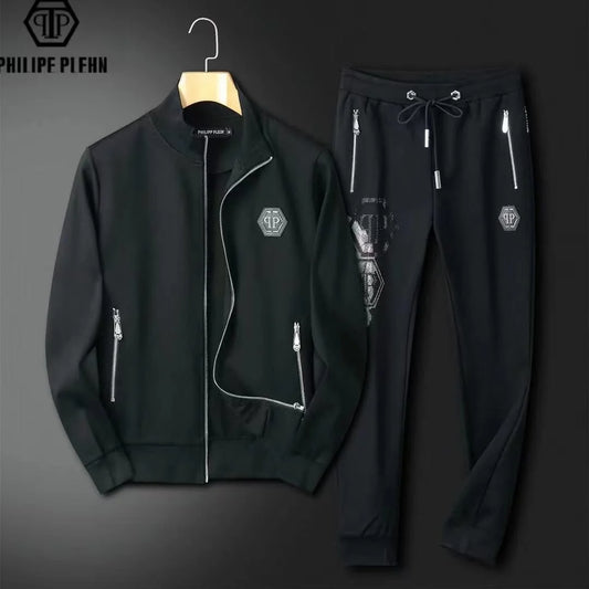 PHILIPE PLIEN || Men Black PP Hexagon Rear Swarovski Skull Logo Tracksuit