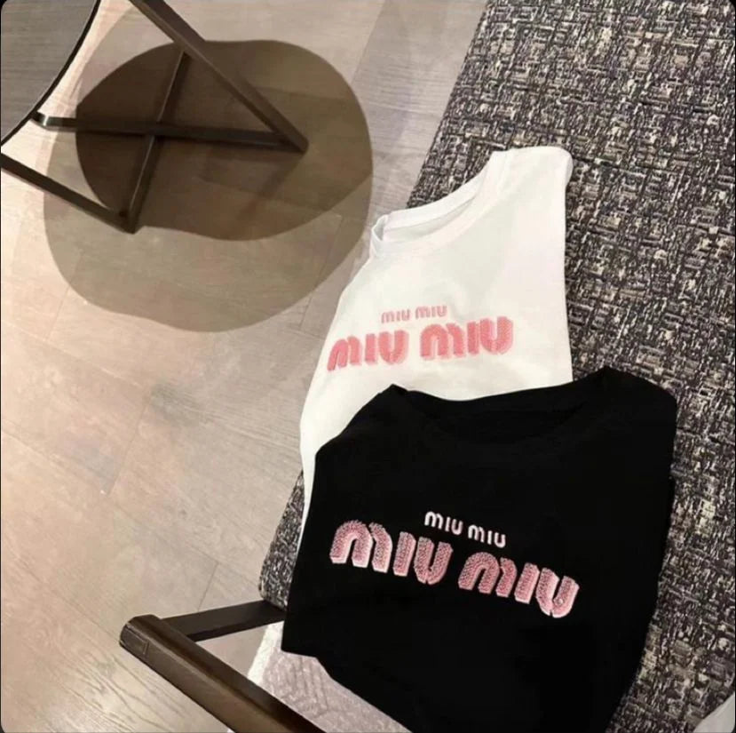 MIU MIU Street Style Short Sleeves Plain Cotton Long Sleeve T shirt FASHION MYST