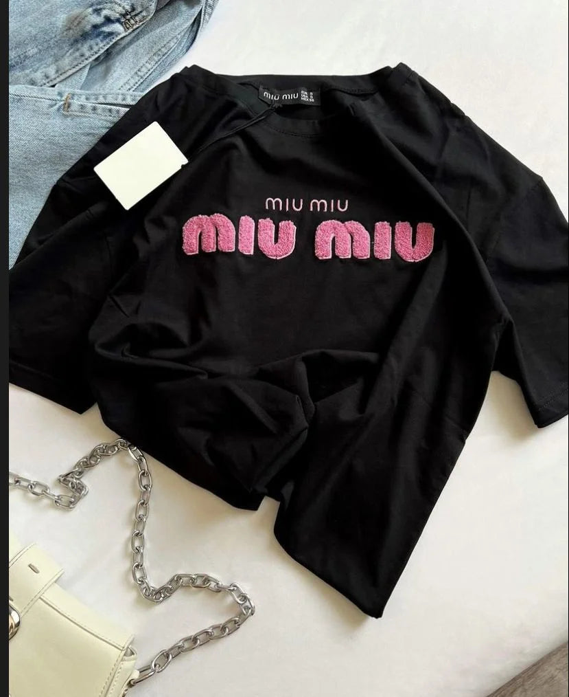 MIU MIU || Street Style Short Sleeves Plain Cotton Long Sleeve T