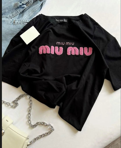 MIU MIU || Street Style Short Sleeves Plain Cotton Long Sleeve T-shirt - FASHION MYST 