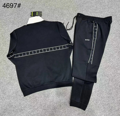 HUGO BOSS ||  Logo Taped Cotton-Blend Zip-Up Tracksuit