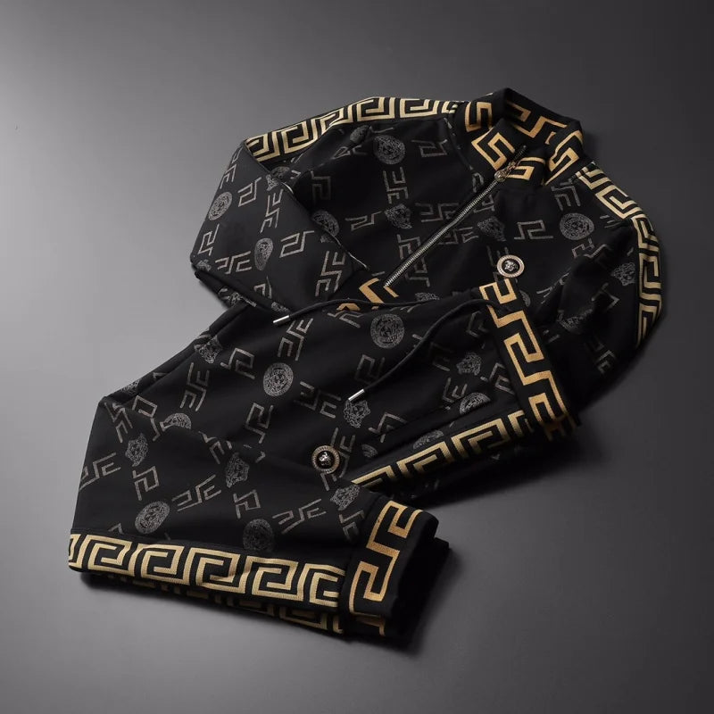 VERSACE || Men High-Quality All-Over Logo Initial Track-Set