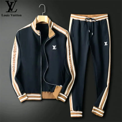 LOUIS VUITTON || Men's LV Monogram Logo Zipper Long Sleeve Tracksuit