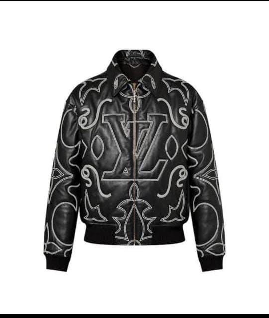 LOUIS VUITTON ||  Monogram Embroidered Leather Bomber Jacket