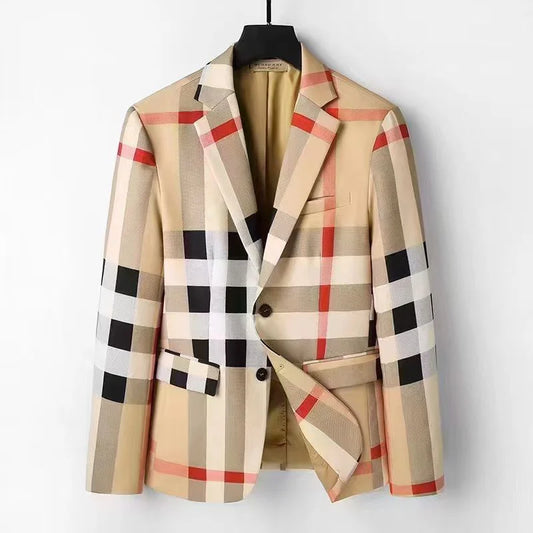 BURBERRY || Check Wool-Cotton Jacquard Tailored Jacket Blazer