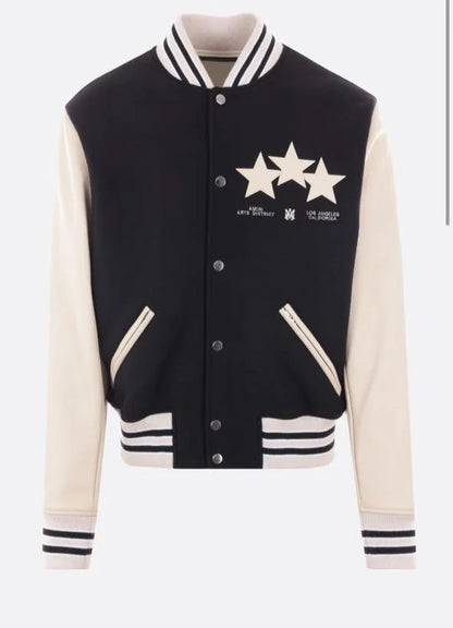 AMIRI || Stars Brand-Embroidered Wool-Blend Versity Jacket