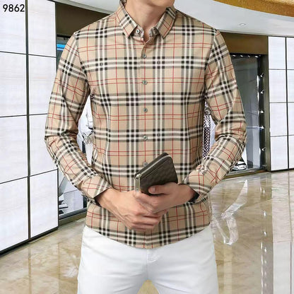 BURBERRY || Men’s Checkered Long Sleeve Shirt – Smart Casual Essential