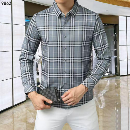 BURBERRY || Men’s Checkered Long Sleeve Shirt – Smart Casual Essential