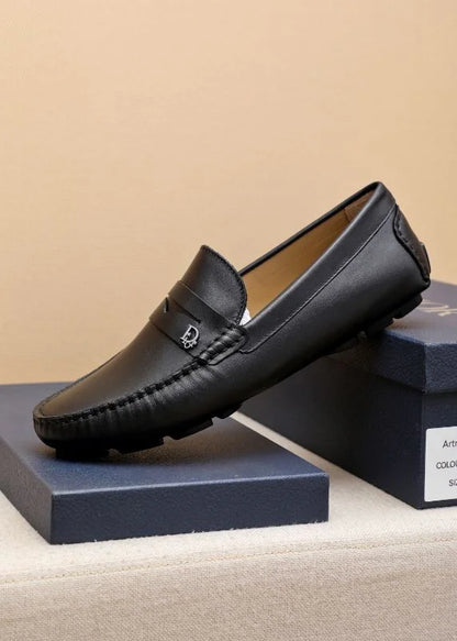 CHRISTIAN DIOR || Classic Brown Leather Loafers With Dior Metal Logo- FASHION MYST