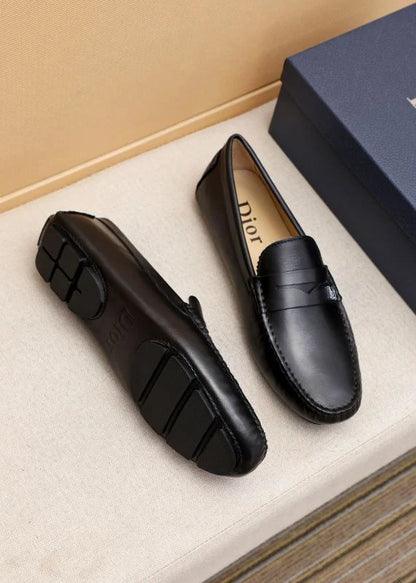 CHRISTIAN DIOR || Classic Brown Leather Loafers With Dior Metal Logo- FASHION MYST