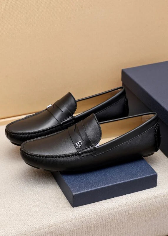 CHRISTIAN DIOR || Classic Brown Leather Loafers With Dior Metal Logo- FASHION MYST