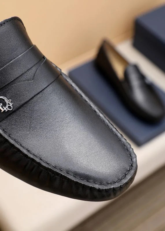 CHRISTIAN DIOR || Classic Brown Leather Loafers With Dior Metal Logo- FASHION MYST