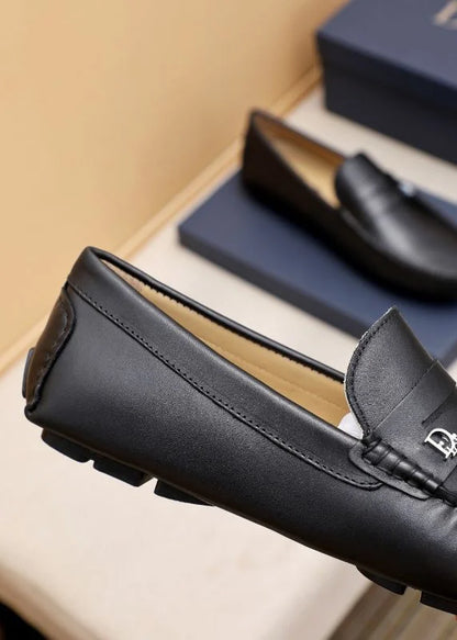 CHRISTIAN DIOR || Classic Brown Leather Loafers With Dior Metal Logo- FASHION MYST