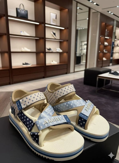 AMIRI || Light Blue & Beige 'MA Paisley' Sandals - FASHION MYST