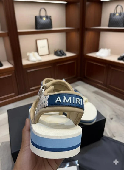 AMIRI || Light Blue & Beige 'MA Paisley' Sandals - FASHION MYST