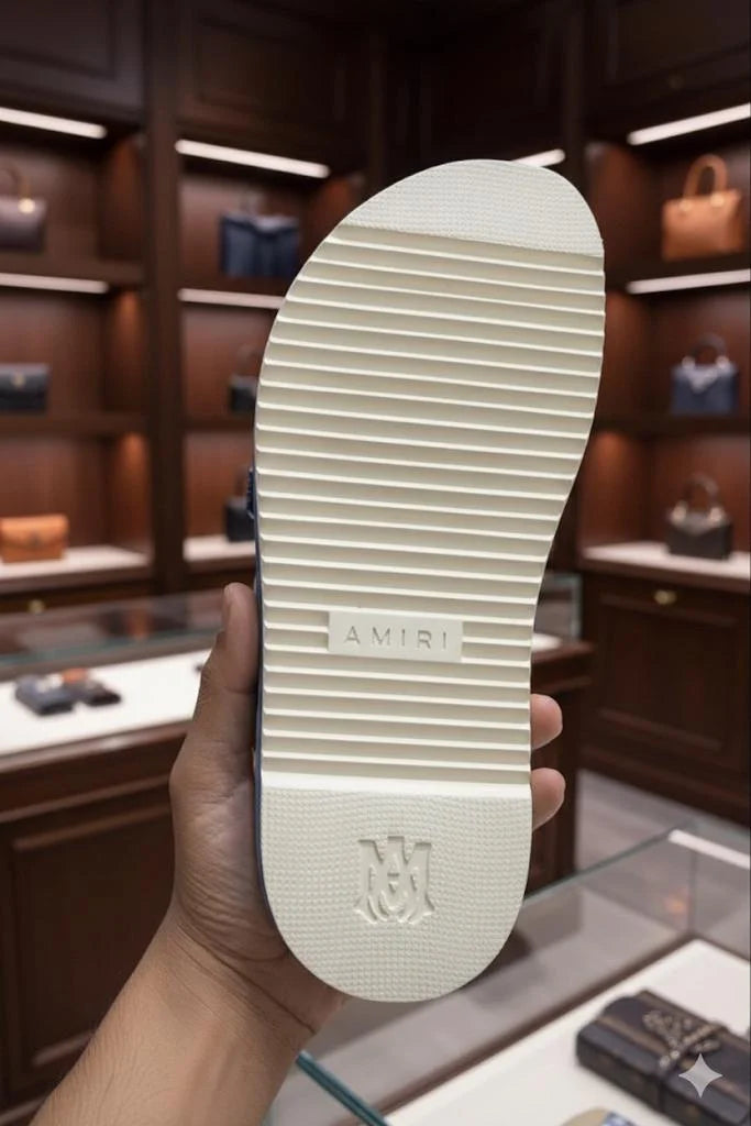 AMIRI || Light Blue & Beige 'MA Paisley' Sandals - FASHION MYST