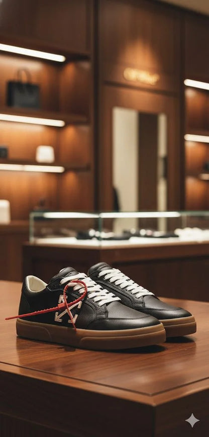 Off-White Vulcanized 7.0 Leather Sneakers – Black/White/Gum