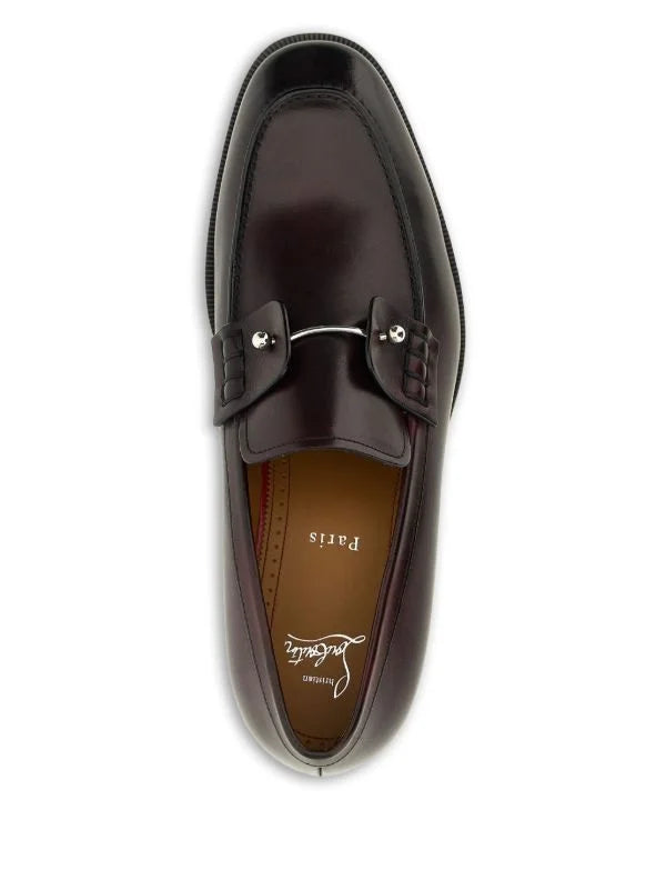 CHRISTIAN LOUBOUTIN || Dandelion Spikes Leather Loafers – Espresso Brown