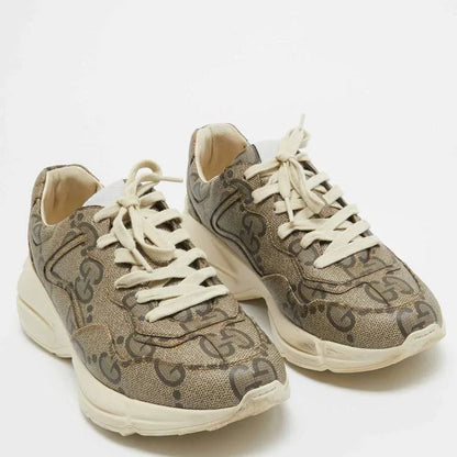 GUCCI || Rhyton Sneaker Jumbo GG Coated Canvas Brown - FASHION MYST