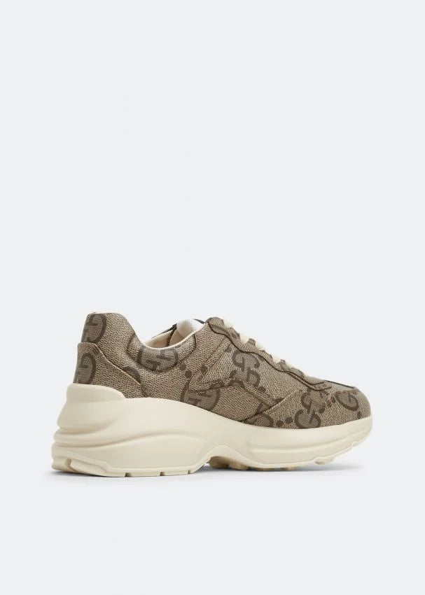 GUCCI || Rhyton Sneaker Jumbo GG Coated Canvas Brown - FASHION MYST