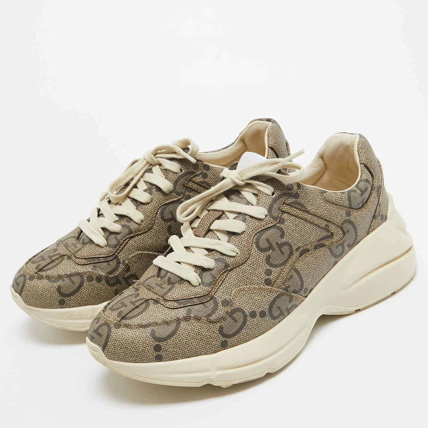 GUCCI || Rhyton Sneaker Jumbo GG Coated Canvas Brown - FASHION MYST